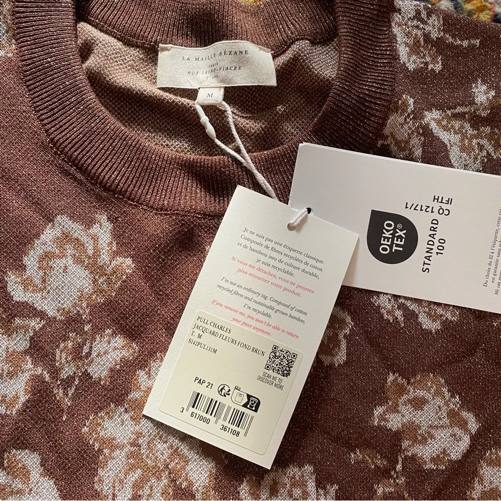 Sezane Brown Floral Crew Neck Sweater - Picture 4 of 5
